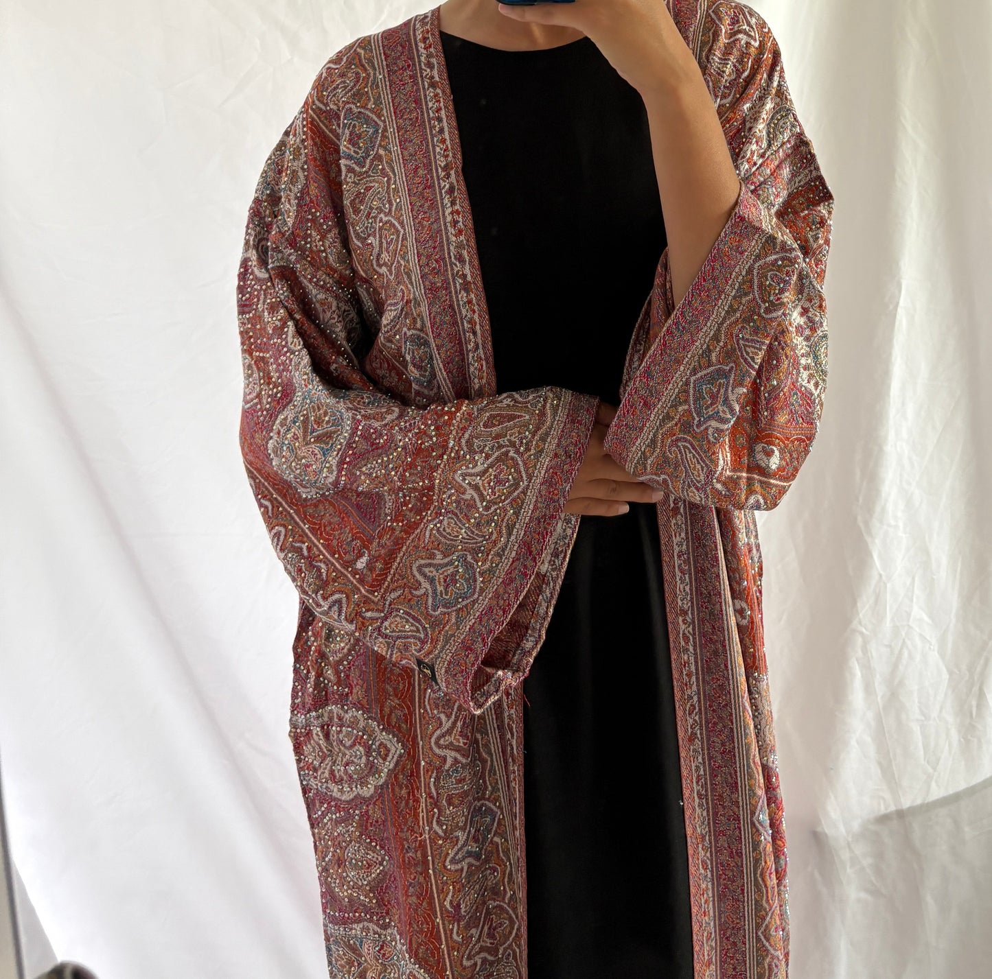 Red Dessert Pashmina Abaya