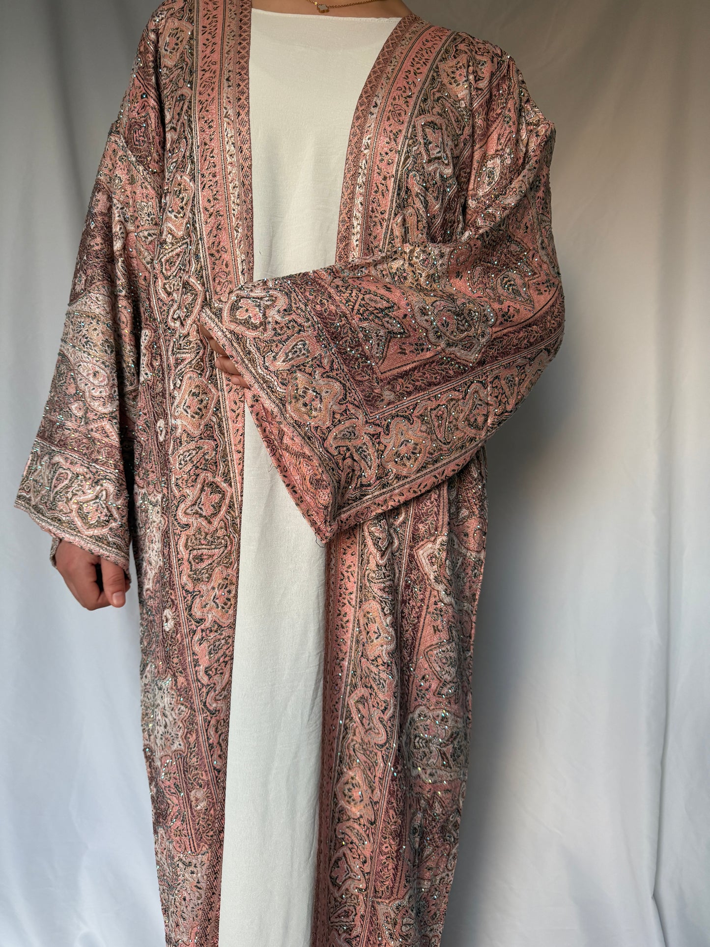 salmon pashmina abaya
