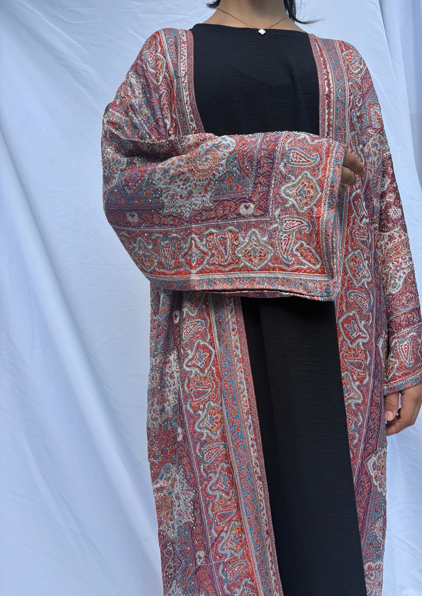 Red Sunset Pashmina Abaya