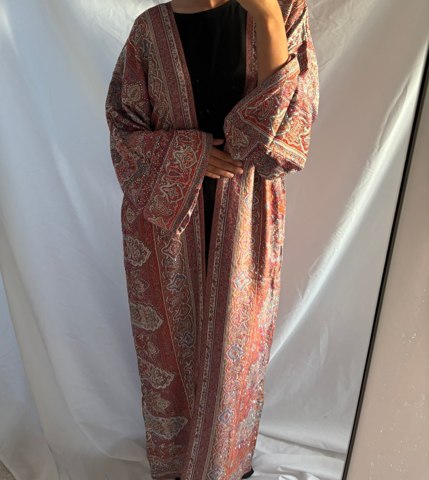 Red Sunset Pashmina Abaya
