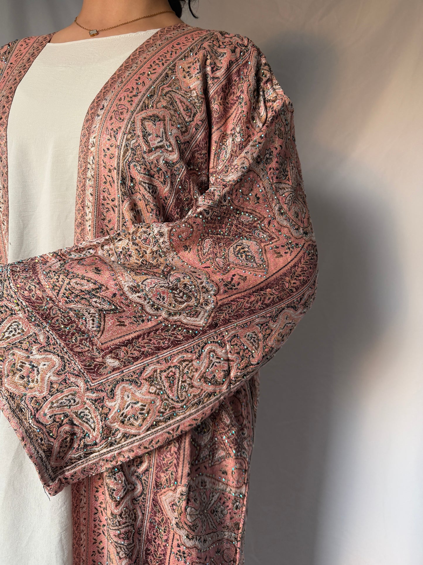 salmon pashmina abaya