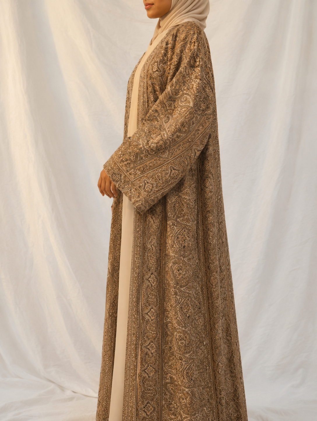 grey tradition pashmina abaya