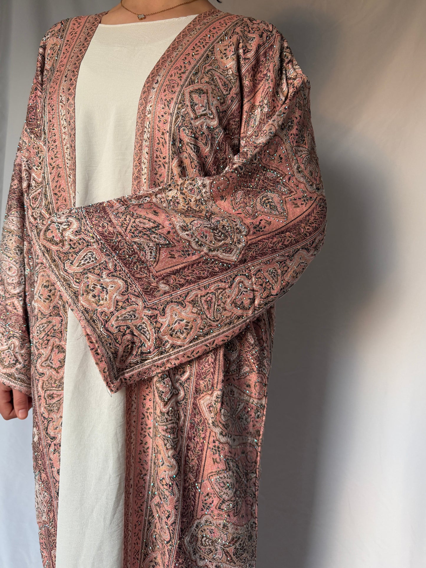 salmon pashmina abaya