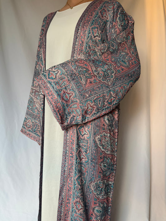pink ocean pashmina abaya