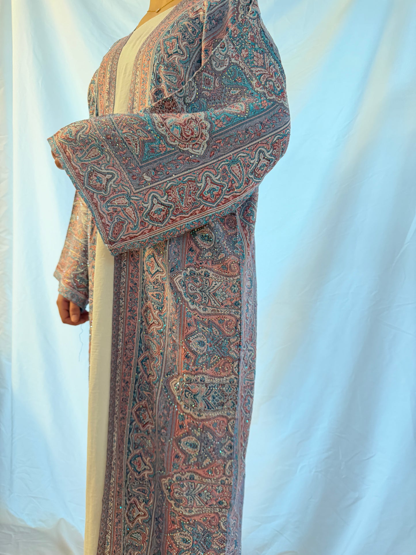 pink ocean pashmina abaya