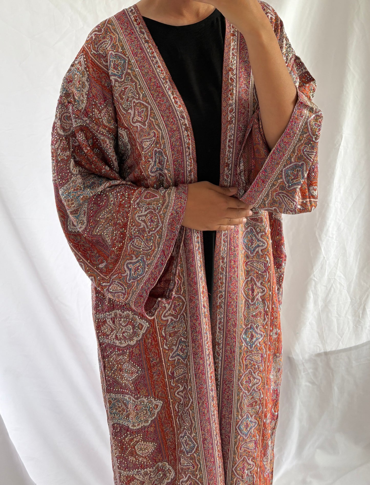 Red Dessert Pashmina Abaya