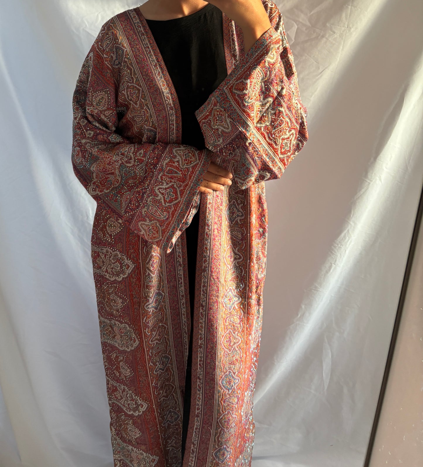 Red Sunset Pashmina Abaya