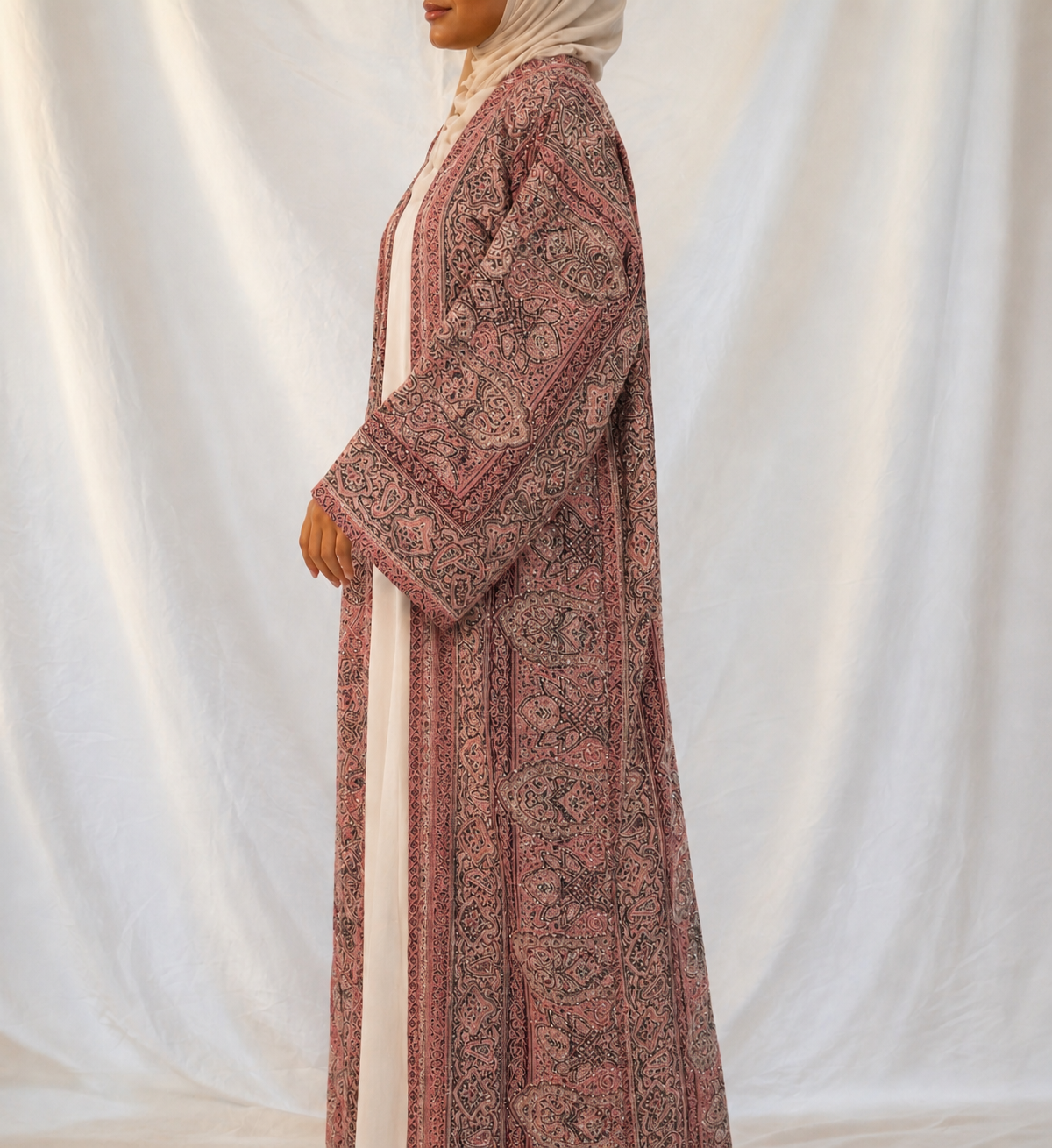 salmon pashmina abaya