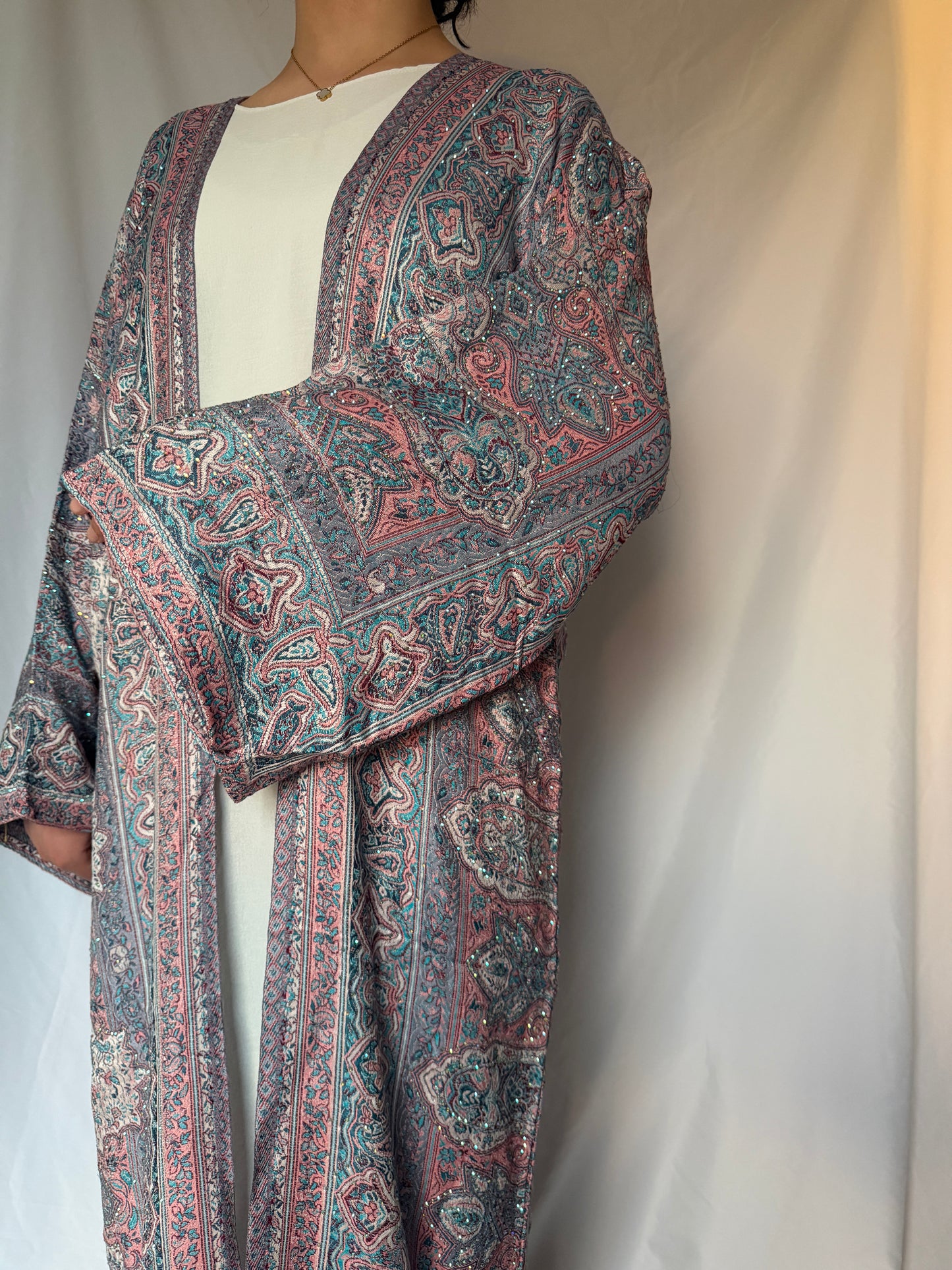 pink ocean pashmina abaya