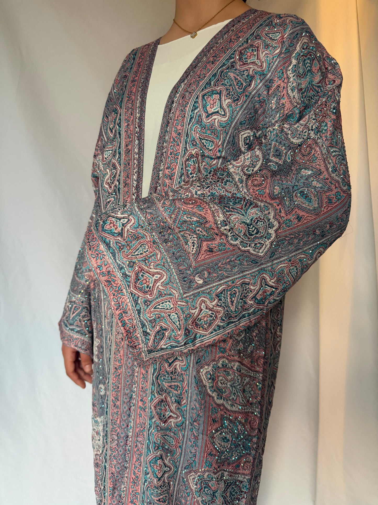 pink ocean pashmina abaya