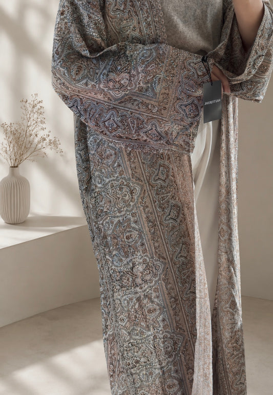 grey tradition pashmina abaya